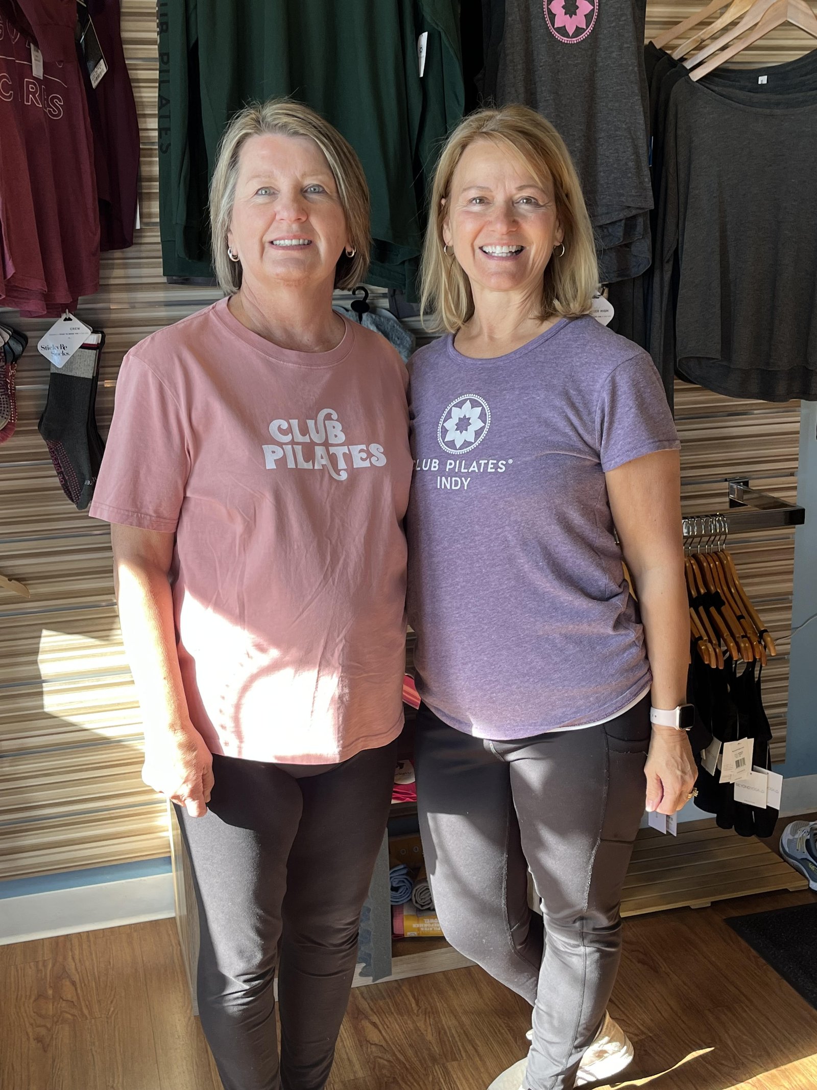 Club Pilates member with her Pilates instructor Becky